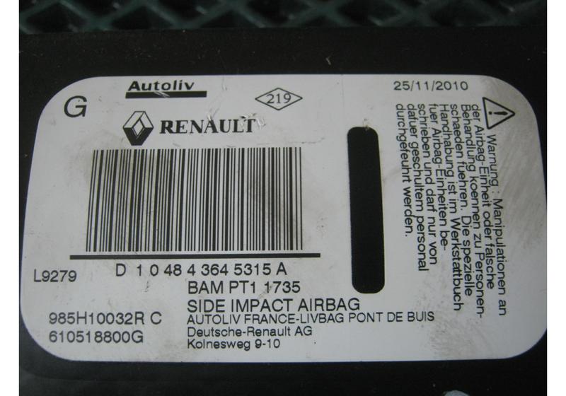 Подушка безопасности в сиденье левая Renault Megane 3